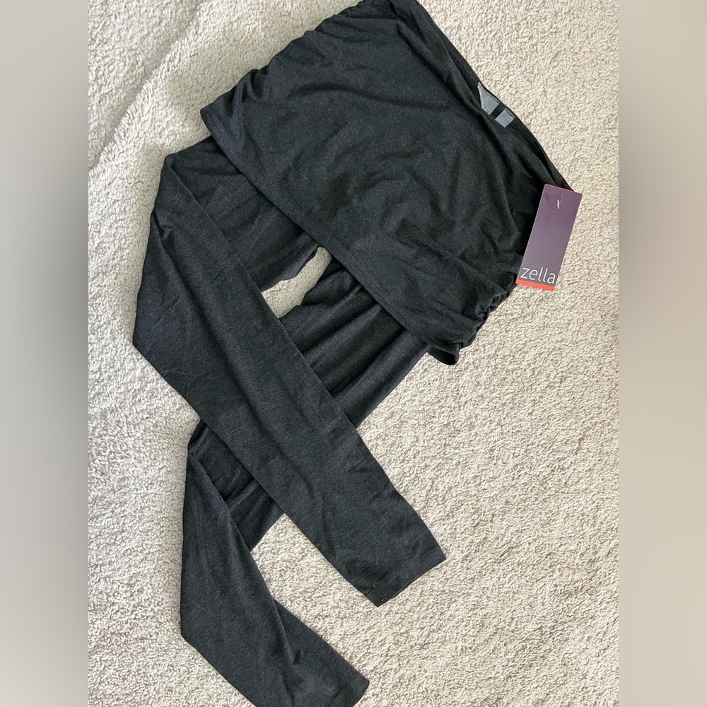 NWT Zella Dark Charcoal Jersey Knit Skirted Comfy Ankle Leggings S